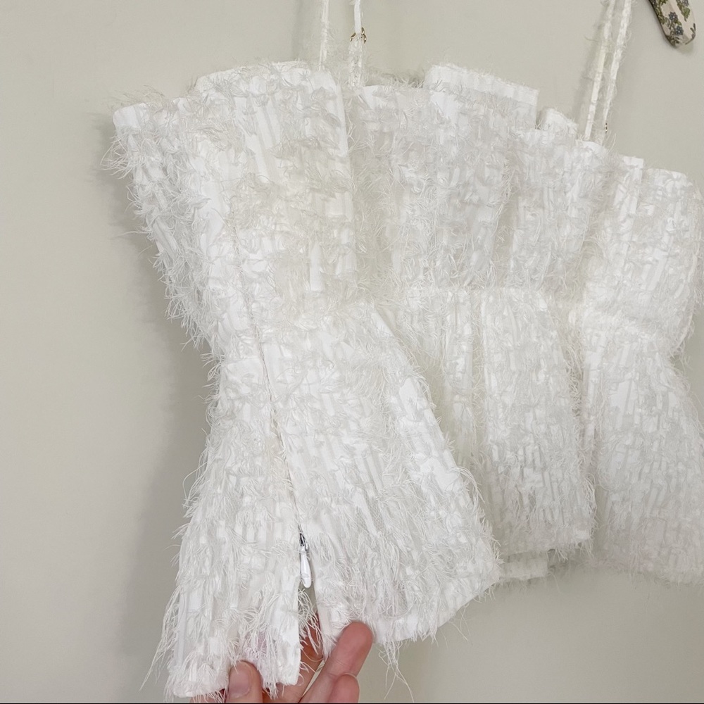 Zara White Crop Top Textured Fringe Top - Picture 9 of 16